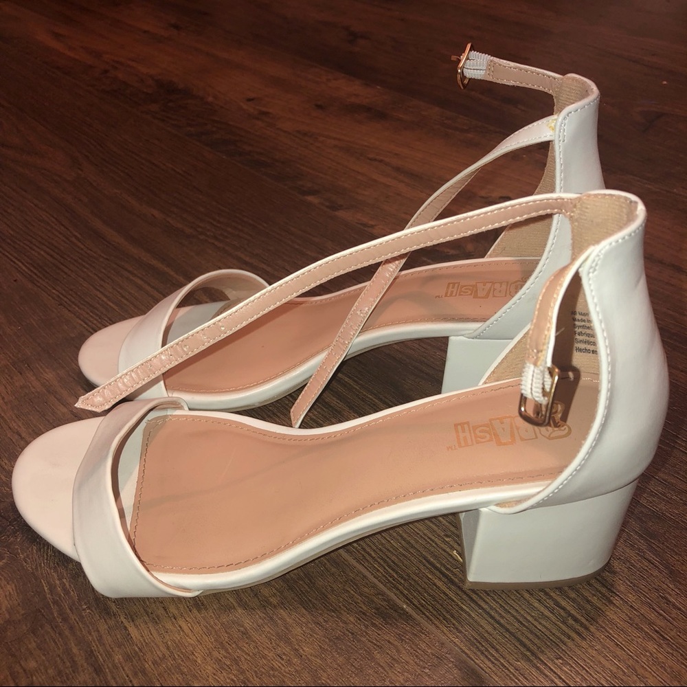 White open-toe heels